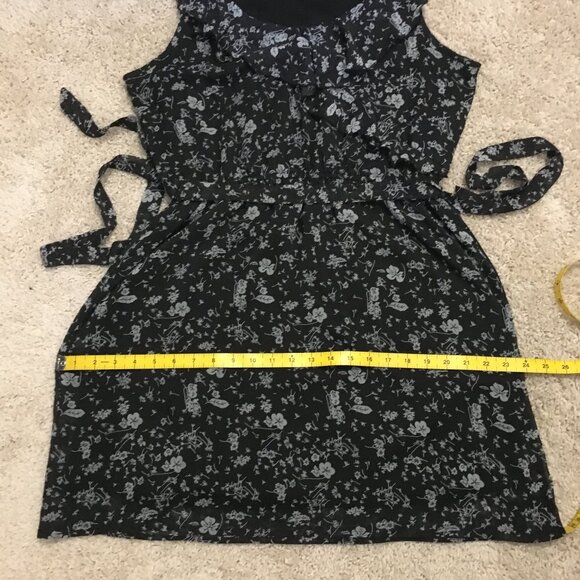 Retro Floral Boho Ruffle Collar Sleeveless Belted Dress - Picture 14 of 16